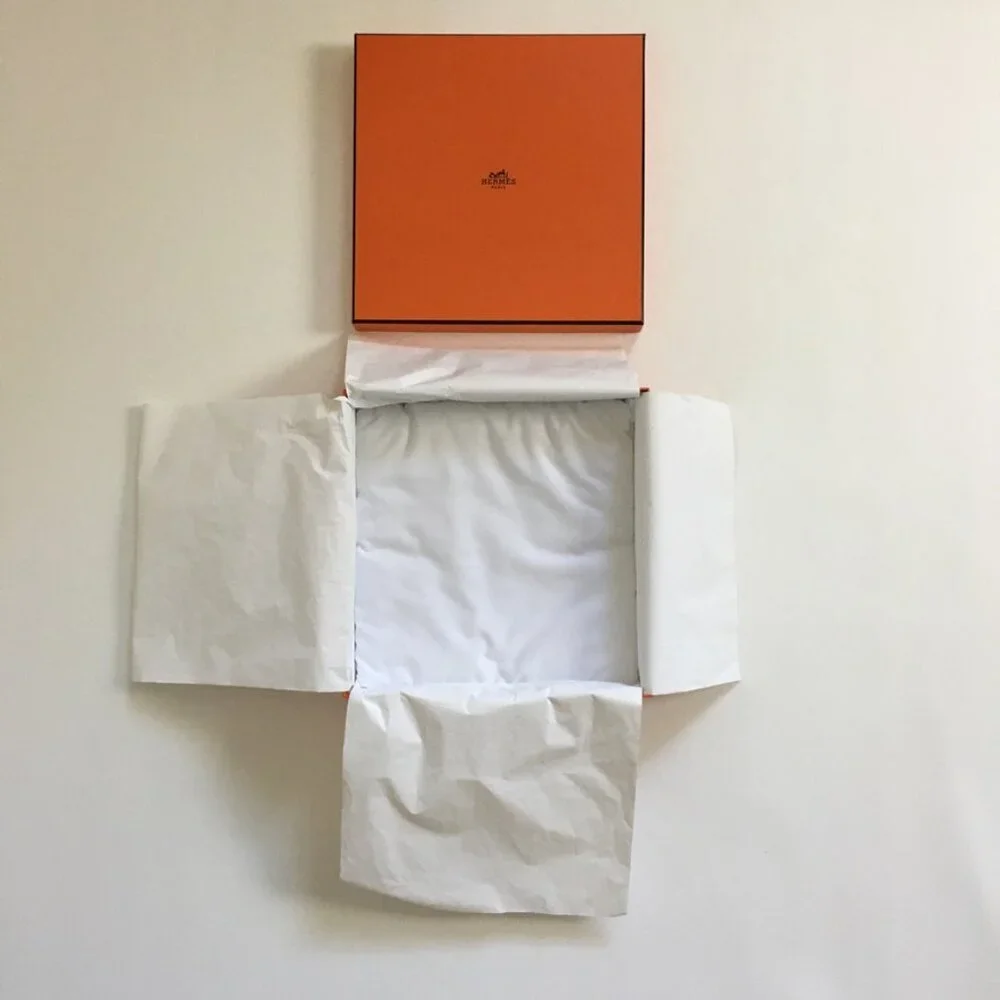 Hermes Square Gift Box with Fabric Cushion Tissue Paper Accessory Gift Box